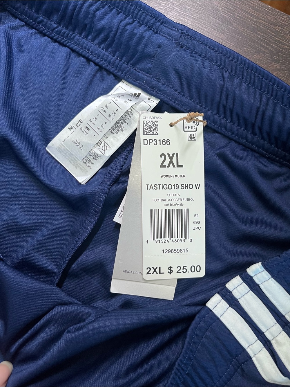 adidas Navy Athletic Shorts with White Three-Stripe Detail 2X nwt - Picture 4 of 9
